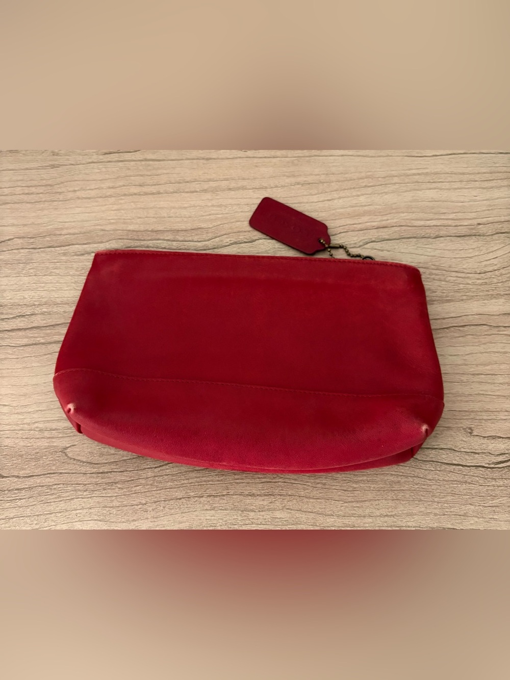 Coach vintage Red leather cosmetic case pouch Rare